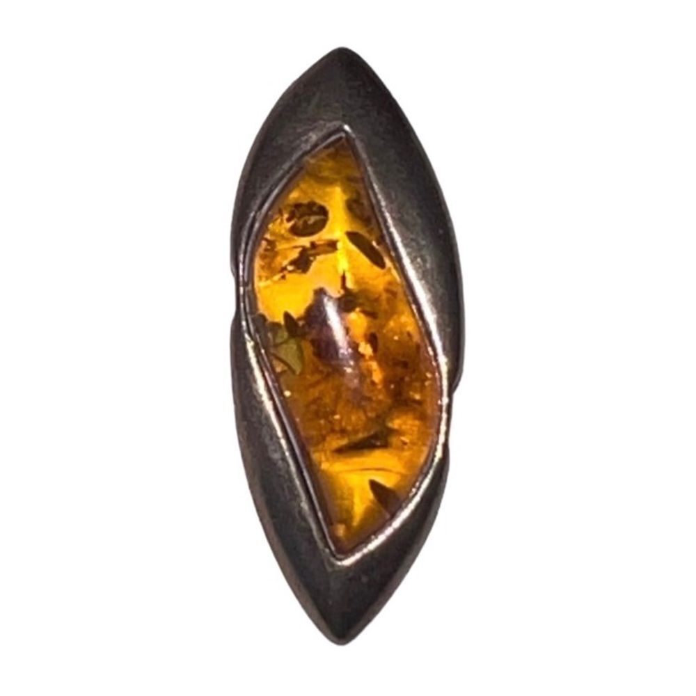 Vintage Amber Set In 925 Silver Trippy Wave Design Pendent for Her His Necklace